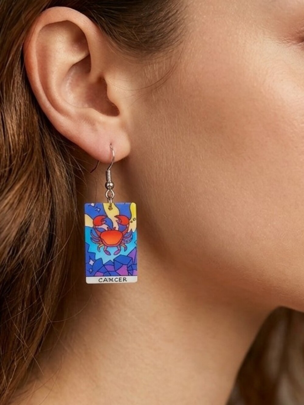 Handcrafted Acrylic Zodiac Cancer Earrings